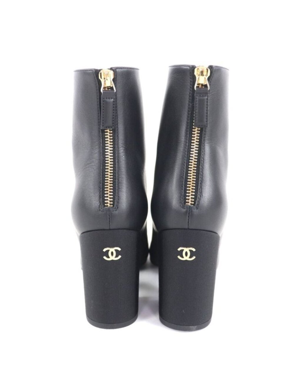 Chanel 22K Coco Mark Leather Ankle Boots with Gold Hardware Black 36 - Picture 6 of 15